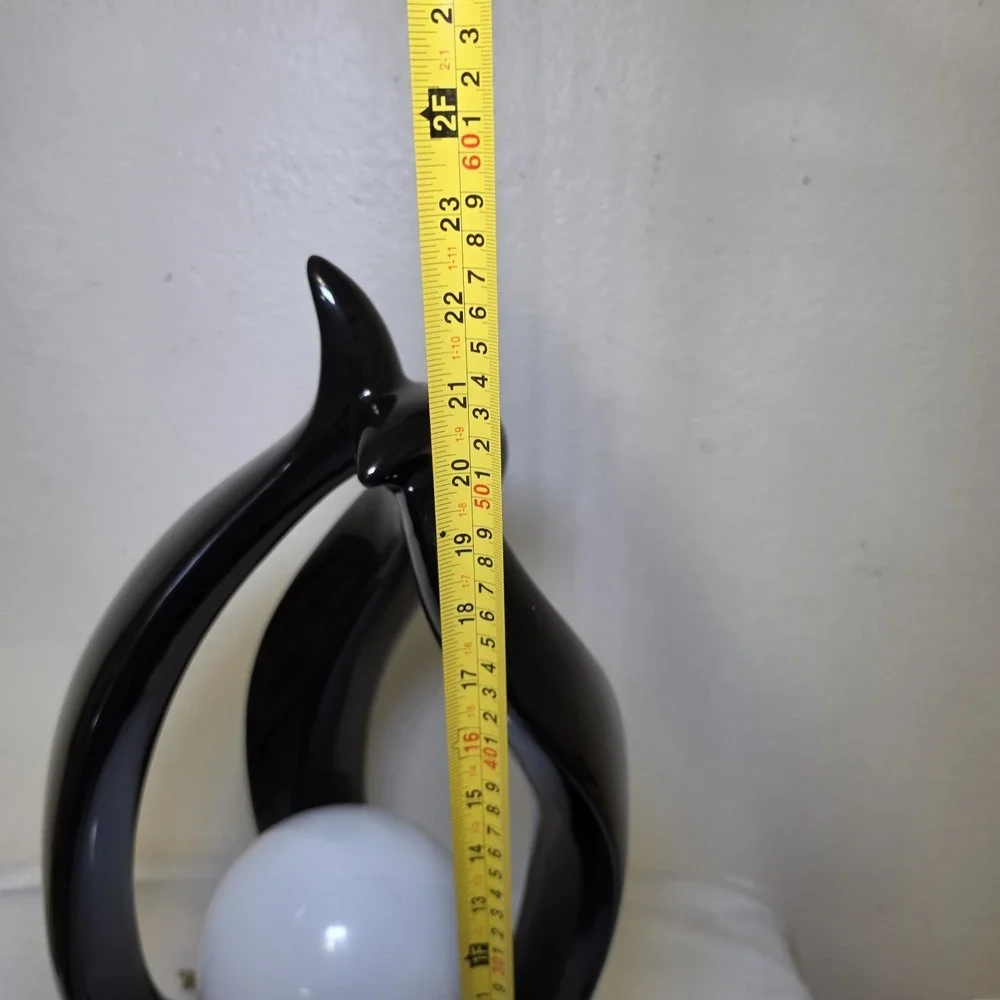 Genuine Harris Lamp of Elegance Ceramic Black Art Deco Electric Lamp Vintage